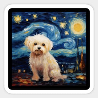 Maltese dog Night Sticker